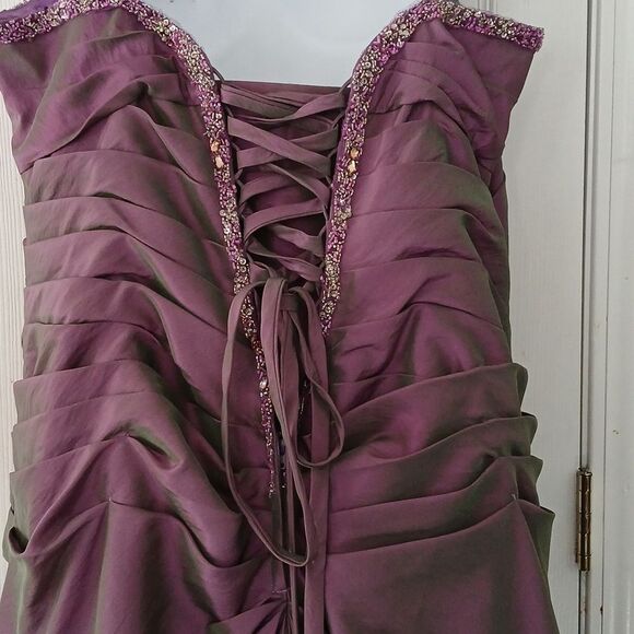 Maggie Sottero Flirt Purple beaded Pageant Prom Dress Sz 18 EUC - Picture 10 of 11